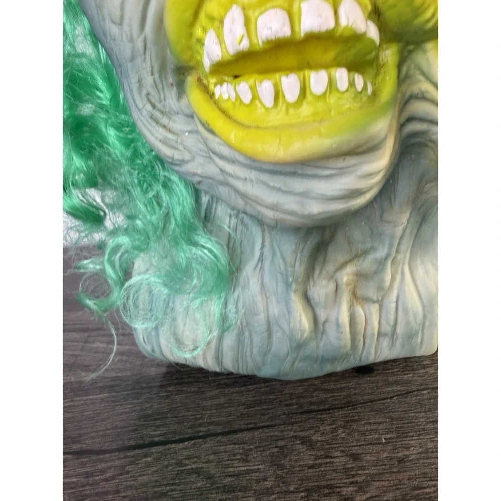 Vintage Fun World Mask #9223 Two Face Green Eyes Hair. 80s Costumes.